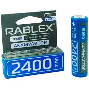 Літій-іонний акумулятор із захистом Rablex 2400 mAh 18650 (Li-ion) 3,7 V Original фото