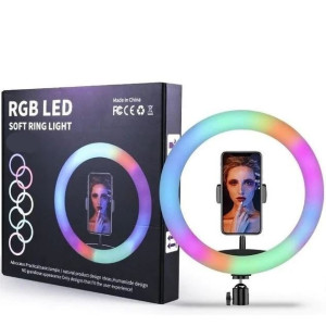 Лед-лампа кільцева для студійного освітлення Ring RGB MJ 26 26см з пультом і штативом для фото і відео фото