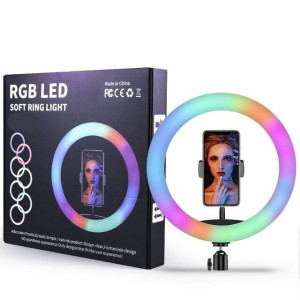 Кільцева лед-лампа для студійного освітлення Ring RGB MJ38 38см з пультом для фото і відео фото
