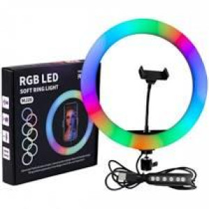 Кільцева лед-лампа для студійного освітлення Ring RGB MJ18 18см з пультом для фото і відео фото