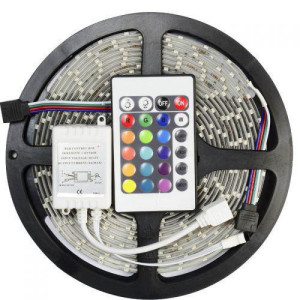 Світлодіодна RGB-стрічка Venom SMD 5050 5 м 12 V IP20 RGB (VST-5050120600-RGB) з пультом і блоком живлення фото