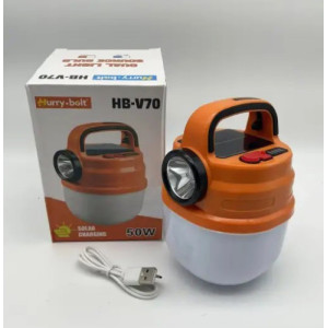Підвісний акумуляторний ліхтар світильник Hurry Bolt HB-V70 LED з гачком та сонячною панеллю фото