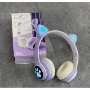 Бездротові дитячі Bluetooth навушники Cat Ear VZV-23M з котячими вушками Бузкові фото