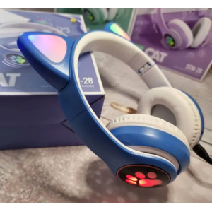 Бездротові дитячі Bluetooth навушники Cat Ear VZV-23M з котячими вушками Сині фото
