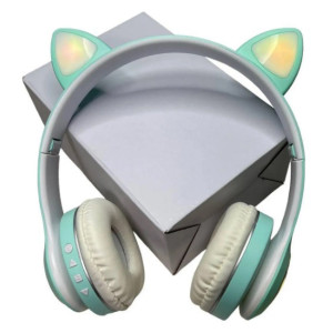 Бездротові дитячі Bluetooth навушники Cat Ear VZV-23M з котячими вушками Зелені фото