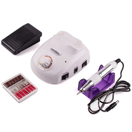 Фрезер для манікюру Nail Drill Pro ZS-603 65 Вт 45000 оборотів з педаллю та насадками Білий