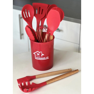 Набір кухонних предметів Silicone kitchen utensils set 12 предметів Червоний фото