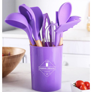 Набір кухонних предметів Silicone kitchen utensils set 12 предметів Фіолетовий фото