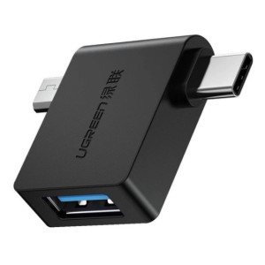 Адаптер Ugreen 30453 2 in1 micro-USB/Type-C Black Чорний фото