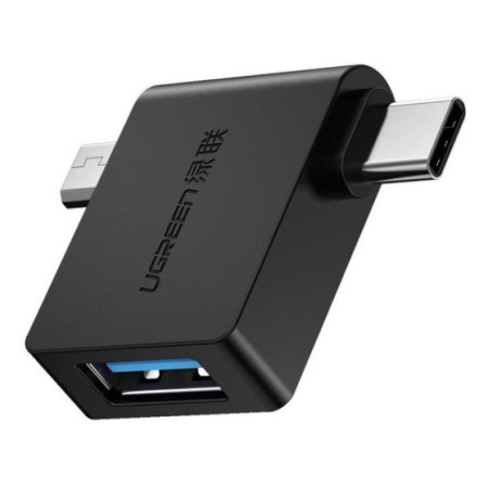 Адаптер Ugreen 30453 2 in1 micro-USB/Type-C Black Чорний