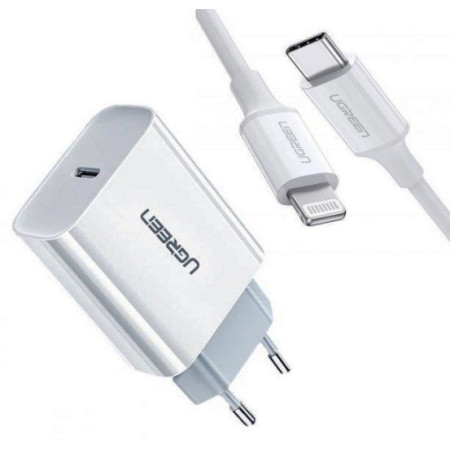 Мережевий зарядний пристрій Ugreen CD137 PD 20W Fast Charger + USB-C to Lightning Cable 1m Suit