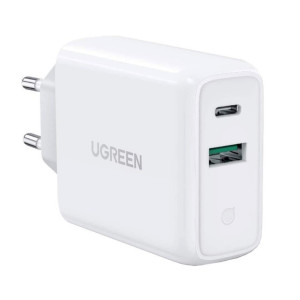 Адаптер живлення для телефону Ugreen CD170 White USB+USB Type-C Wall Charger 36W 3A фото