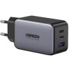 Зарядний пристрій Ugreen CD244 USB-A + 2 x USB-C 65 Вт GaN Tech Fast Charger Сірий