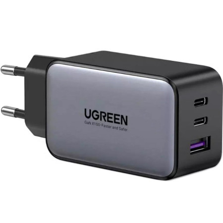 Зарядний пристрій Ugreen CD244 USB-A + 2 x USB-C 65 Вт GaN Tech Fast Charger Сірий