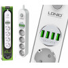Мережевий фільтр подовжувач LDNIO SE4432 4 розетки 4 USB 2 м Білий