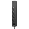 Мережевий подовжувач фільтр XO WL06 1,8 м 3 розетки 4 USB Чорний