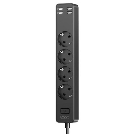 Мережевий подовжувач фільтр XO WL06 1,8 м 3 розетки 4 USB Чорний