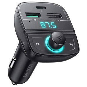 FM трансмітер модулятор Ugreen CD229 Bluetooth 5.0 Автомобільний зарядний пристрій Чорний фото