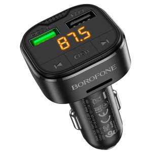 FM трансмітер модулятор Borofone BC43 Flash QC3.0 Bluetooth Автомобільний зарядний пристрій Чорний фото