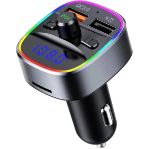 FM трансмітер модулятор F6 з Bluetooth 5.0 Автомобільна подвійна USB зарядка Чорний фото