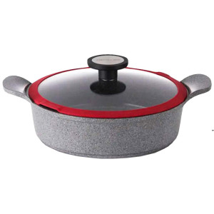 Кастрюля премиум класса со стеклянной крышкой Neoflam EK-OT-L28I Light Marble с мраморным покрытием 28см фото