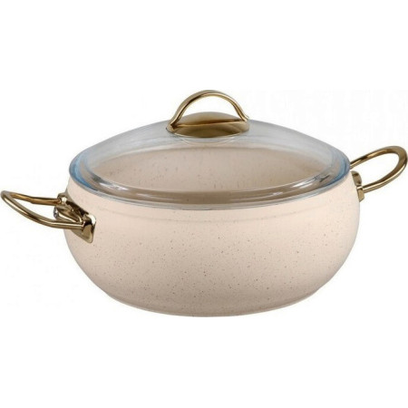 Каструля O.M.S. Collection 3141 з гранітним покриттям з кришкою 20 см 2,5 л Слонова кістка (Туреччина)