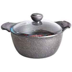 Каструля зі скляною кришкою O.M.S. Collection 3120 з гранітним покриттям 24 см 4,5 л Сірий (Туреччина) фото