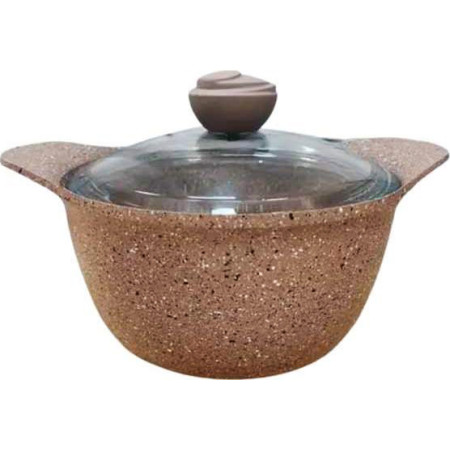 Каструля зі скляною кришкою O.M.S. Collection 3120 з гранітним покриттям 24 см 4,5 л Коричневий (Туреччина)