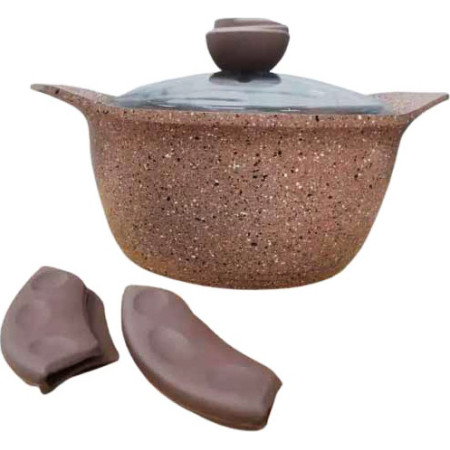Каструля зі скляною кришкою O.M.S. Collection 3120 з гранітним покриттям 26 см 5,6 л Коричневий (Туреччина)