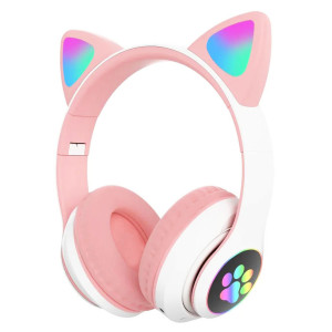 Бездротові дитячі Bluetooth навушники Cat Ear VZV-23M з котячими вушками Рожеві фото