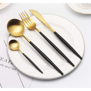 Набір столових приладів 4 предмети A-Plus Cutlery set GOLD Золотий на 1 персону ложка, вилка, ніж фото