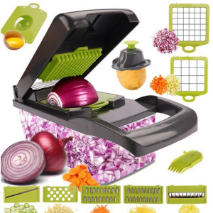Ручний мультислайсер 14в1 Kitchen Ideas Veggie Slicer HA-347 багатофункціональна овочерізка з контейнером фото