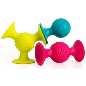 Набір сенсорних брязкальце Fat Brain Toys PipSquigz F089ML силіконові брязкальця 3 шт фото