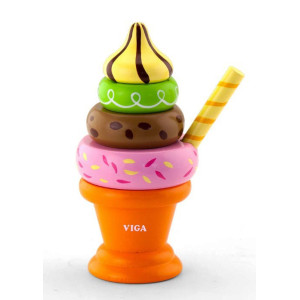 Пірамідка Морозиво Viga Toys 51322 Помаранчевий дерев'яна іграшка фото