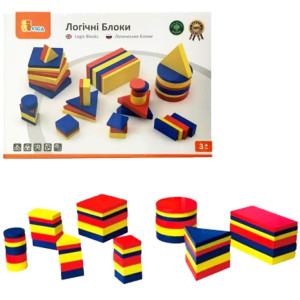 Логічні блоки Дьенеша Viga Toys 56164U Набір для навчання 48 деталей різної форми та кольору фото