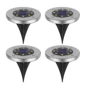 Сонячні вуличні світильники Solar Disk Lights 4 шт підсвічування газону на сонячній батареї садові ліхтарі фото