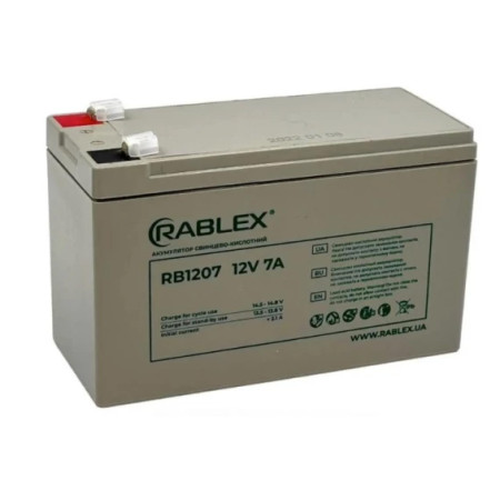 Акумулятор свинцево-кислотний Rablex RB1207 акумуляторна батарея 12V-7A 9000мah