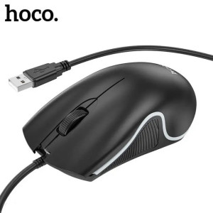 Провідна оптична USB миша комп'ютерна Hoco GM19 RGB підсвічування Чорна фото