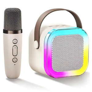 Дитяча Bluetooth колонка з мікрофоном 5Вт RGB підсвічування Міні караоке 2000mAh K12 Бежевий фото
