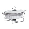 Марміт Yiwu HP1024 мармітниця з кришкою на підставці овальна 27 см x 15 см x 6 см Білий
