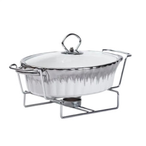 Марміт Yiwu HP1024 мармітниця з кришкою на підставці овальна 35 см x 22 см x 6 см Білий фото