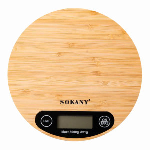 Кухонні настільні електронні ваги для зважування продуктів Sokany SK-19024 до 5кг LCD-дисплей Дерево фото