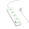 Подовжувач мережі на 5 розеток HOCO AC13A | 3USB/1Type-C 10A/250V/1,5m| потужність 2500W Білий