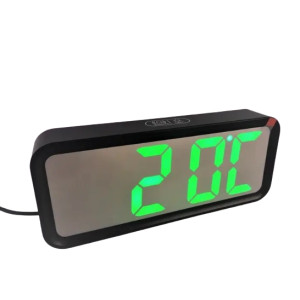 Цифровий дзеркальний настільний годинник Led Mirror Clock DT-6508 із зеленим підсвічуванням 5V живлення від USB фото