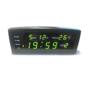 Цифровий настільний годинник з Led дисплеєм Caixing CX 868 із зеленим підсвічуванням 5V живлення від мережі фото