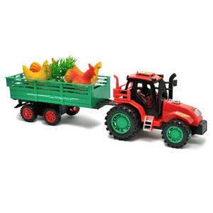 Іграшковий пластиковий трактор з причепом та тваринами Farm Tractor Hot power (077871) Червоний із зеленим фото