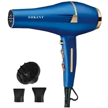 Фен стайлер Sokany SK-14001 Електрофен для укладання волосся з 2 вузькими концентраторами Дифузор 2400Вт Синій