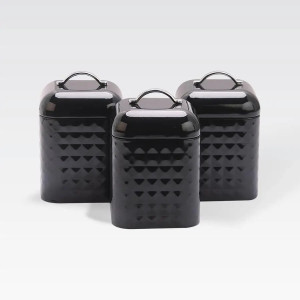 Набір металевих ємностей Maestro MR-1676-3S-BLACK для чаю кави та цукру Комплект з трьох баночок 900мл фото
