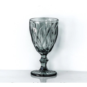 Набір келихів для вина Glassware 6шт Подарункові кольорові скляні фужери для коктейлів 300мл Сірий фото