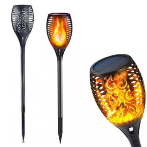 Садовий світильник Solar flame led light sensor activated 58см 600мАч Водонепроникний ліхтар факел Чорний фото